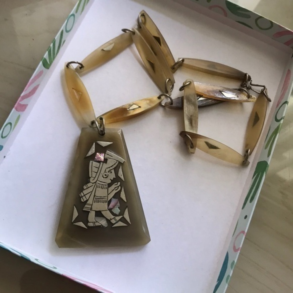 *Vintage Mayan warrior necklace